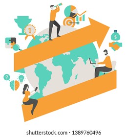 Crowdsourcing concept with people. Isolated vector illustration. Trendy flat design.