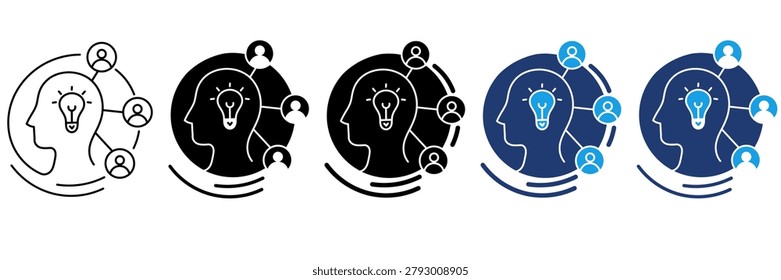 Crowdsourcing Ideas Stroke icon collections.