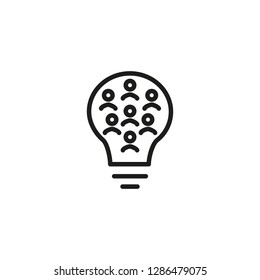 Crowdsourcing line icon. People, team, lightbulb. Business concept. Can be used for topics like communication, human resources, employment