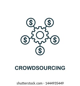 Crowdsourcing outline icon. Thin line concept element from content icons collection. Creative Crowdsourcing icon for mobile apps and web usage.
