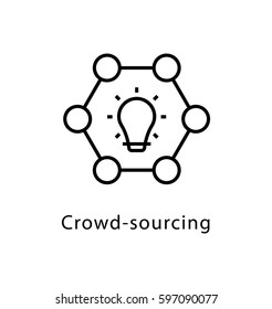 Crowdsourcing Vector Line Icon 