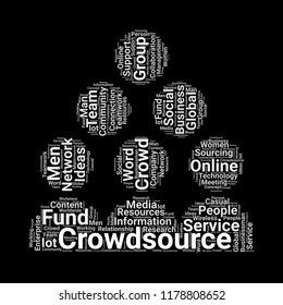 Crowdsourcing word cloud vector design creative concept. Crowdsourcing icon shape. Trendy vector word collection.