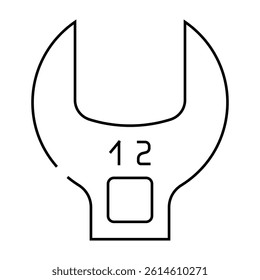 crowfoot wrench line icon vector. crowfoot wrench sign. isolated contour symbol black illustration