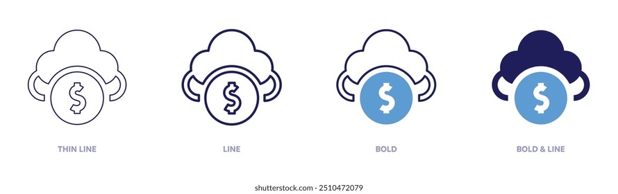 Crowfunding icon in 4 different styles. Thin Line, Line, Bold, and Bold Line. Duotone style. Editable stroke.