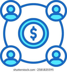 Crowfunding Icon Blue Color Vector Illustration