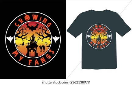 Crowing My Fangs T Shirt Design,Halloween t-shirt design,Happy Halloween T Shirt