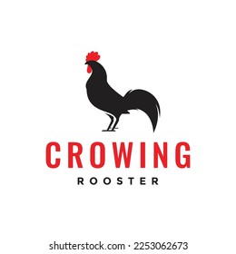 crowing rooster chicken poultry isolated colorful pedigree logo design icon illustration template