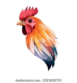 Crowing rooster design over white