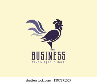 crowing rooster drawing art logo design illustration