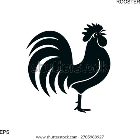 Crowing rooster logo. Morning. Isolated rooster on white background