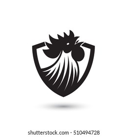 Crowing rooster symbol - vector illustration