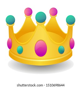 Crown 3D Emoji Icon Object. Symbol Gradient Vector. Art Design Cartoon. Isolated Background.