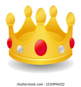 Crown 3D Emoji Icon Object. Symbol Gradient Vector. Art Design Cartoon. Isolated Background.