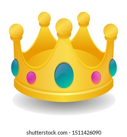 Crown 3D Emoji Icon Object. Symbol Gradient Vector. Art Design Cartoon. Isolated Background.