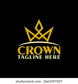 Icono abstracto del logotipo de la corona aislado en fondo negro