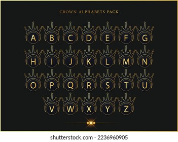 crown alphabet design in golden color with black background