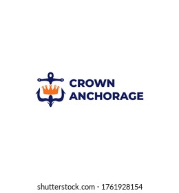 Crown and anchor logo design template