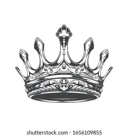 crown in ancient king's vintage illustration