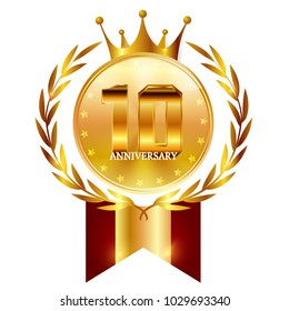 Crown anniversary gold icon