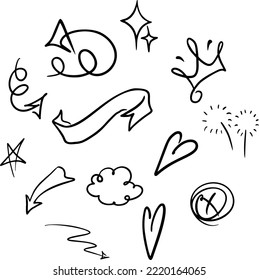 crown, arrow, heart, cloud vector illustration design