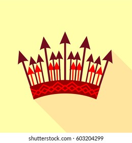 Crown of arrows icon. Flat illustration of crown of arrows vector icon for web
