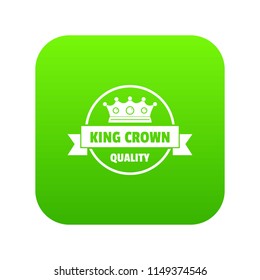 Crown award icon green vector isolated on white background