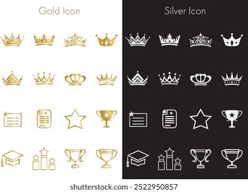 Crown, award icon, symbol, award and recognition icon set 02