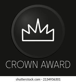 Icono mínimo de línea vectorial de la corona en el botón 3D aislado en el fondo negro. Vector Premium.