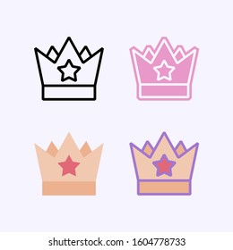 Crown award vector icon. Contain line, flat and combined variant of pictogram icon.