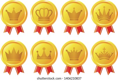 crown awards for winners, champions, leadership.medal icon.