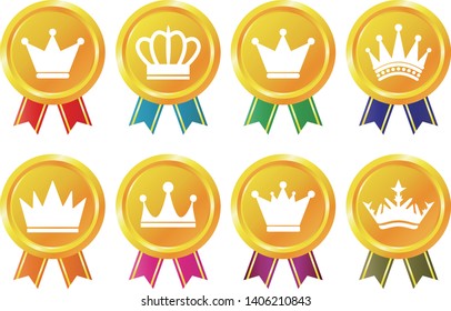 crown awards for winners, champions, leadership.medal icon.
