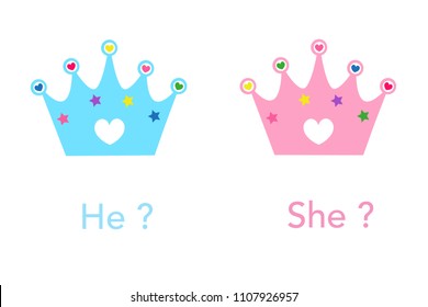 Crown. Baby gender reveal party. Pink and blue crown