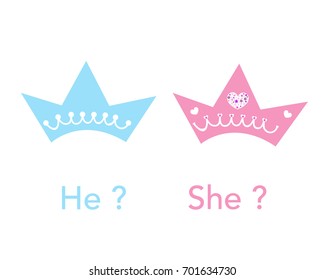 Crown. Baby gender reveal. Pink and blue crown