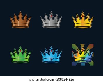 Crown Badge Emotes Collection. Can Be Used For Twitch Youtube. Illustration Set