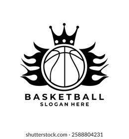 Crown and Basketball logo design vector. Best Basketball Sports Team logo design template