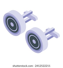 Crown beads cufflinks icon isometric vector. Crystal metal. Luxury suit