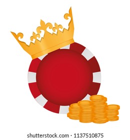 crown with bet and coins to casino game