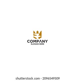 crown and bird logo design vector
