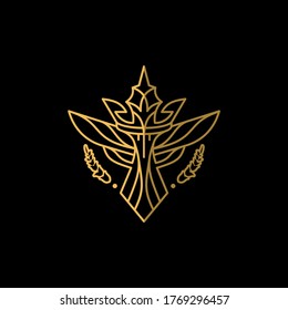 crown bird luxury line art logo icon vector symbol