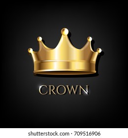 Crown With Black Background Gradient Mesh, Vector Illustration