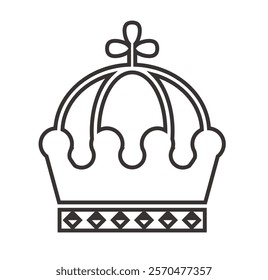 Crown black line outline isolated icons collection set. Vector flat graphic design isolated illustration