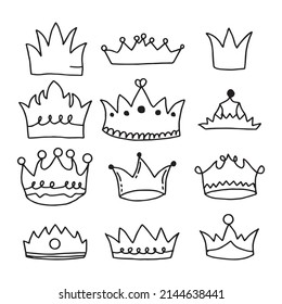 Crown Black sign. Crown logo icon. Black elements isolated on white background. Vector illustration.