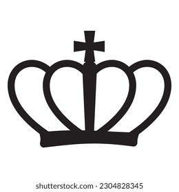 crown, black stencil doodle style icon, vector isolated illustration