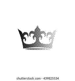 crown - black vector icon;  halftone illustration