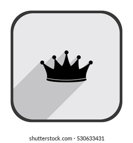 Crown - black vector icon  with long shadow