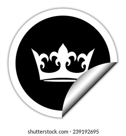 crown - black  vector icon. Round sticker.