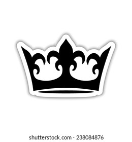 crown - black vector icon with shadow