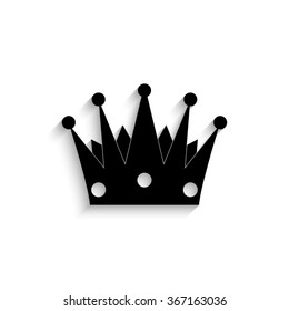 Crown - black vector icon  with shadow