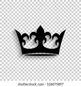 crown - black vector  icon with shadow