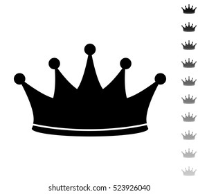 Crown - black vector icon and ten icons in  shades of grey